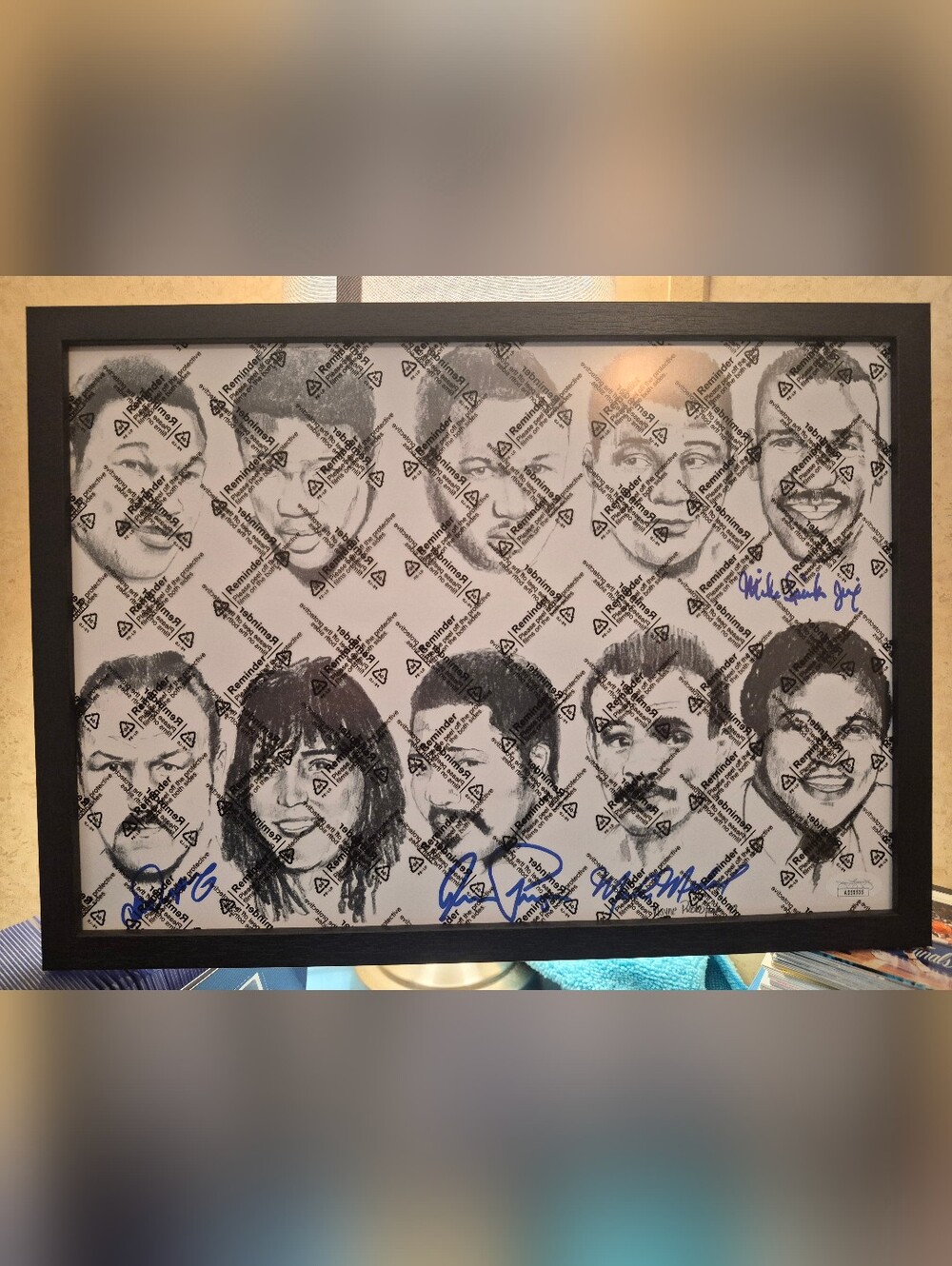 Black and White Boxing Caricature Autographed By Michael Spinks,Chuck Wepner